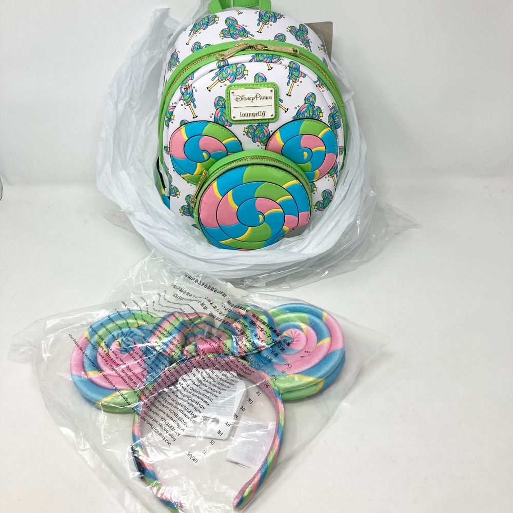 Loungefly Lollipop Mini Backpack And Headband Ears Set Disney Eats Brand New